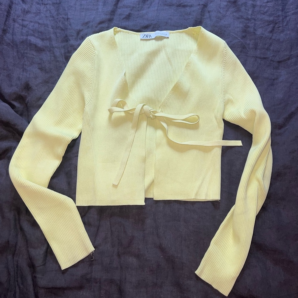 Zara Tie-Front Cardigan size Med (fits small!)- Electric Green